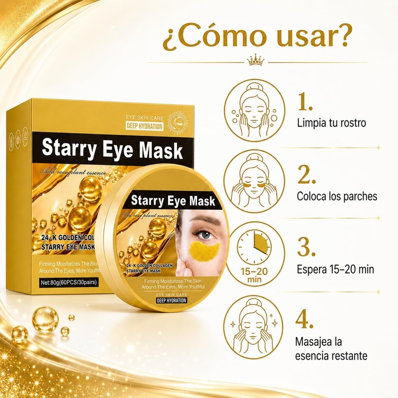 Parches Ojos 24K Gold, 60 Piezas / 30 Pares Starry