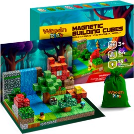 Magnetic Building Blocks - Build Mine Magnet World Set Edition Toy Ages 3-6, Montessori Cubes Construction Toys Boys & Girls STEM Sensory Toys Toddlers Gifts for 3+ Years Old Mega Bloks Building Cubes