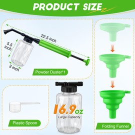 Qualirey Diatomaceous Earth Powder Duster, 500ml Garden Powders Applicator Dispenser, Powder Duster, Home Powders Applicator, Puffer Sprayer for Multi Purpose Indoor and Outdoor Use (Green,1 Pack)