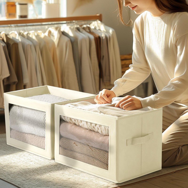 Homsorout Storage Bins Closet Storage - Bins with Lid, Stackable