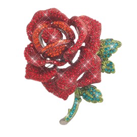 KristLand Flower Brooch Elegant Luxury Roses Flower Sparkling Crystal Stone Women Rhinestone Brooch Wedding Gold Plated Brooch Scarves Outfits Party Gift Box, Crystal