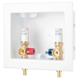 Lidertik Washing Machine Outlet Box PEX-B with Copper Hammer Arrestors, Inlet 1/2 inch PEX-B Crimp Barb F1807 x Outlet 3/4 inch NH Thread LI-XYJH-620(1 PCS)