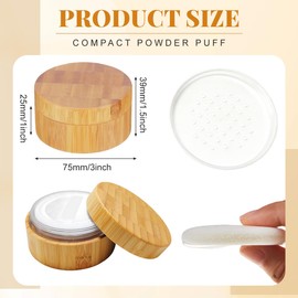 30ml /1oz Empty Bamboo Loose Powder Container Jar Portable Make up Cosmetic Loose Powder Foundation Box Case Holder with Powder Puff and Sifter Lid