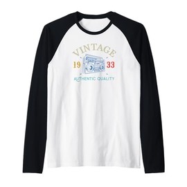 92nd Birthday Born 1933 Women 92 Year Old Men 92 Birthday Raglan Baseball Tee