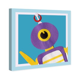 The Oliver Gal Artist Co. Sci-Fi Wall Art Canvas Prints for Kids Room 'Peek-a-Boo' Childrens Bedroom Décor, 16" x 16", Blue, Purple