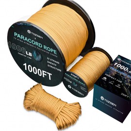 Tozsen Paracord 1000lb | 1000 250 100 50ft Paracord (Yellow, 100ft)