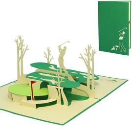 LINPOPUP®, LIN17596, Pop Up Birthday Card, Pop Up 3D Card Golf, Greeting Cards Golf, Golf Cards, Birthday Cards Voucher Golf Tour Invitation Cards Anniversary Celebration, Golf, N350