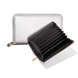 LUCIANNA Passbook Case, Magnetic Protection, Skimming Prevention, Large Capacity, Card Storage, Silver
