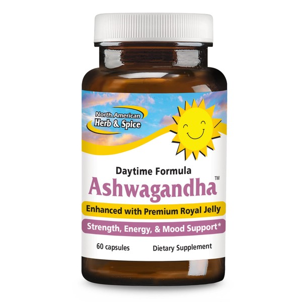 North American Herb & Spice Ashwagandha - 60 Capsules - Enhanced with Premium Royal Jelly - Strength & Energy - Non-GMO - 30 Servings