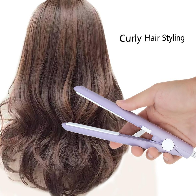 HuGuWdy Mini Hair Straightener，2 in 1 Straight and Curly 100-240V