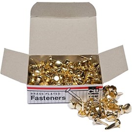 Charles Leonard Inc. Brass Plated Round Head Fasteners, 0.38 Inch Shank, 8 Mm Head, 10 Boxes of 100 Each (1R,Bp)