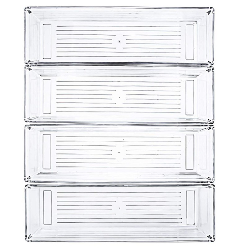 Kingrol 12 Pack Clear Drawer Organizers, 9 x 3 x