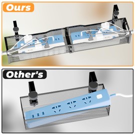 Cable Management Under Desk Tray, Cable Raceway Organizer, Cable Management Box, Cord Organizer, Under Desk Storage for Office Home - No Drill Black