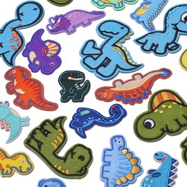 TACVEL Dinosaurier-Flicken zum Aufbügeln für Kinderkleidung, Dinosaurier-Motiv, bestickt, zum Aufnähen für Jacken, Rucksäcke, Mützen, Jeans zum Dekorieren von Kleidung, 26 Stück