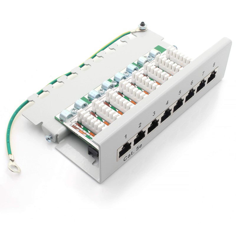 1aTTack.de 367451 Patch Panel CAT5e 8 Port White Distribution Panel
