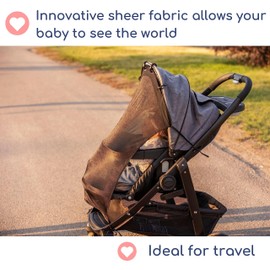 Sun Shade for Strollers (Large). Universal Adjustable SPF 30+ Sunshade with See Through. Your Baby Will See The World and Will Be Protected. Stroller Sun Shade Extender by IntiMom, Black