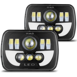 FZPJJNB 5x7 LED Headlights Fit For Wrangler YJ 1987 1988 1989 1990 1991 1992 1993 1994 1995, 7 inch 7×6 Headlights White Hi/Low Sealed Beam With DRL, DOT Approved H6054 H5054