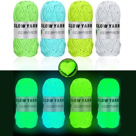 Luminous Hand Knitting Yarn, Crochet Yarn, Baby Yarn, 4 Pieces DIY Fabric Polyester Hand Knitting Luminous Yarn, Glow in the Dark, Scarf, Cardigan for Women, Children (Green)
