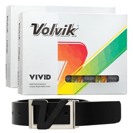 New Volvik Vivid Multi-Performance and 3-Piece Construction Unique Bright Matte Color Finish Golf Ball. 2 Dozen (Gray) with 100% Genuine Italian Leather Belt, Black