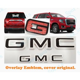 Auto GMC 2021-2024 GMC YUKON YUKONXL Front Grill Rear Tailgate White Black OVERLAY Emblem