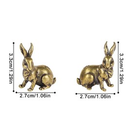MHYGKTXRA 1 Pair Small Brass Rabbit Figurine Rabbit Statue Ornament House Animal Figurines