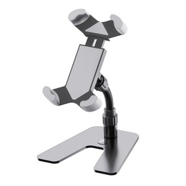 K&M Konig & Meyer Desktop Smartphone Stand - Black - Phone Holder with 360 Degrees Rotation and Quick Release - Mobile Stand Suitable for Smartphones, Flat Devices and MP3 Players - 0.62kg