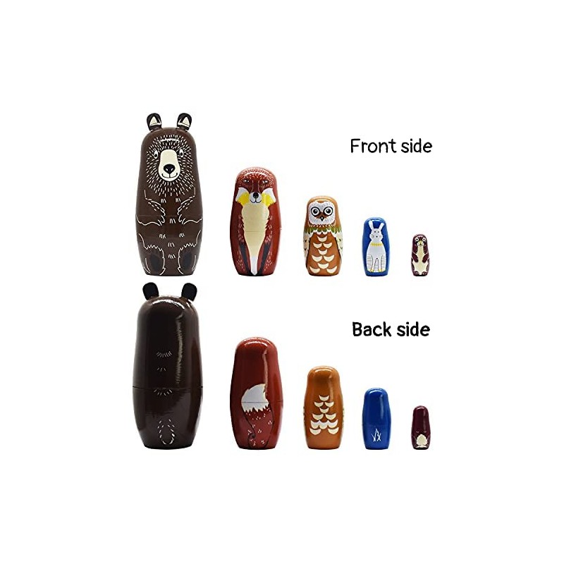 ELUTONG Traditional Russian Nesting Dolls - Wooden Bear Matryoshka Nested