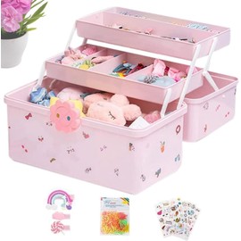 Organizador de accesorios para el cabello para niñas pequeñas, de almacenamiento para postizos para niñas Estuche impermeable para sombreros de niña de 3 capas,Soporte para lazos para el pelo para d