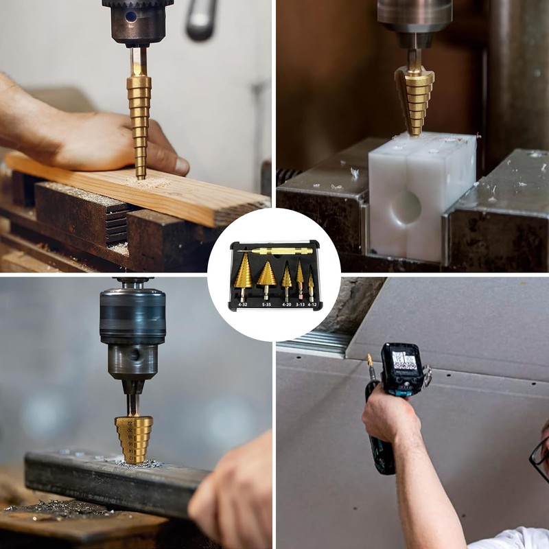 Genossen Step Drill Set, 6 Pieces HSS Step Drill Set,