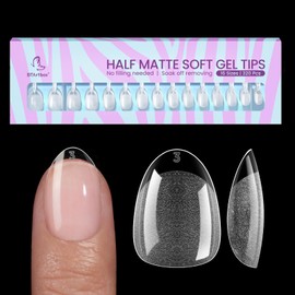 BTArtbox Extra Short Almond Nail Tips - Full Cover Gel X Nail Tips XS Soft Nail Tips for Gel Nails Pre-Shaped Semi-Matte for Wide Nail Beds Salon 320 Pieces