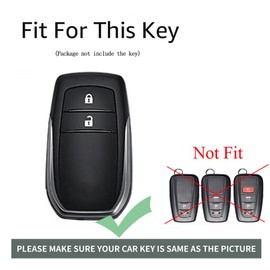 ontto 2 button Key Fob Cover Fit for Toyota RAV4 Hilux Fortuner Land Cruiser Camry Coralla Crown Highland Reiz Alloy Leather Smart Key Shell case keyring Key holder keychain accessories Brown A