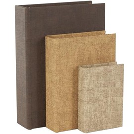 Deco 79 Faux Leather Decorative Box Storage Book Decorative Keepsake Box, Set of 3 Storage Box 11.9", 9.2", 6.35" H, Multi Colored