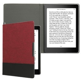 kwmobile Case Compatible with Kobo Aura ONE - PU Leather and Canvas e-Reader Cover - Dark Red/Black