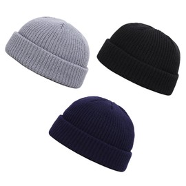 Mrltau 3 Pieces Classic Beanie Hat for Men Women Fisherman Beanie Men Women Fishing Hat Men Women Knitted Hats for Men Women Winter Hat Men Women, multicoloured