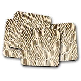 Silver Kangaroo Geometric Pattern Coasters - set of 4 drinks mats ideal new home present or housewarming gift