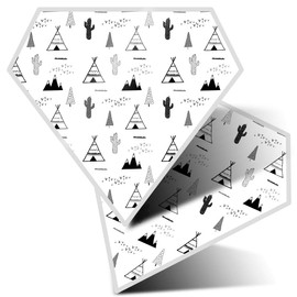 2 x Diamond Stickers 7.5 cm BW - Native American Tent Camping Cactus 40849