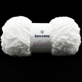 Buvemu Plush Faux Fur Bulky Yarn, Super Soft Fluffy Fuzzy for Knitting Crocheting Crafting, 100 Gram (3.53 Ounces) 109 Yards (100 Meters) (White)