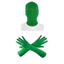 Chendvol Green Chromakey Mask Hood with Screen Gloves Invisible Effects Background for Green Screen Photography Photo Video (15'' Gloves+Mask)