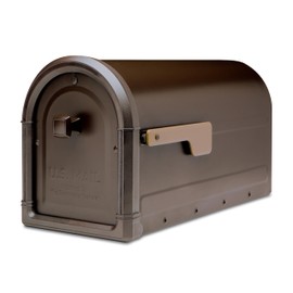 Architectural Mailboxes Roxbury™ Heavy Duty Steel Metal Post Mounted Mail Box for Outside, Rubbed Bronze, Large Curbside Mailbox with Magnetic Latch