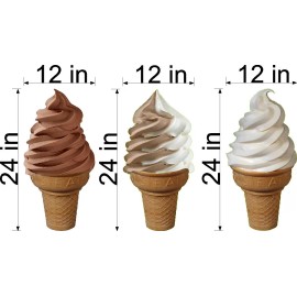 BiggyGraphics VANILLA CHOCOLATE AND MIXED SOFT SERVE CONE VINYL  DECALS 24" TALL ONE OF EACH