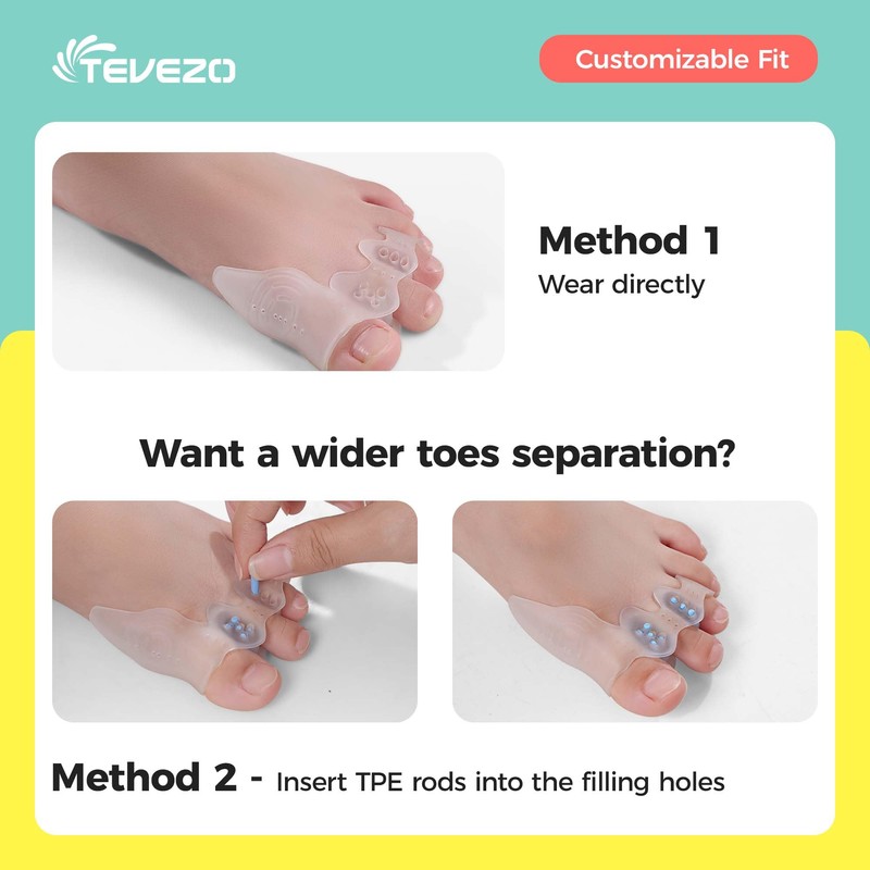 TEVEZO Toe Spacers & Bunion Corrector for Kids | Toe