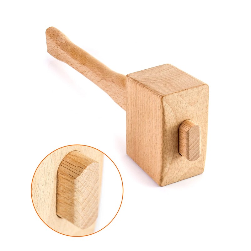 QWORK Wooden Mallet, 9.5" Manual Ice Hammer Mallet Beech Solid