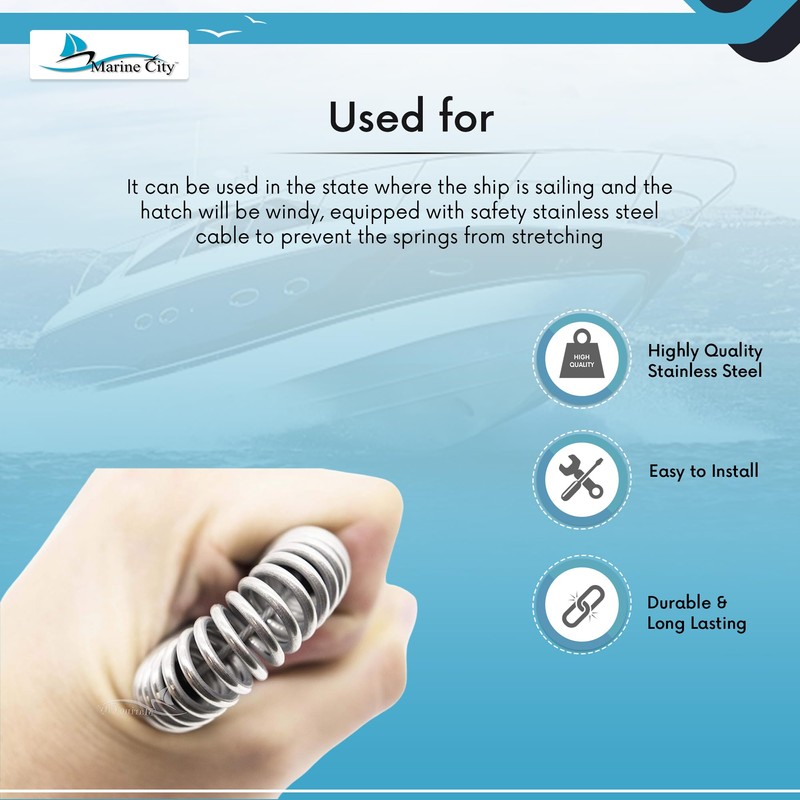 MARINE CITY 304 Stainless-Steel Marine Heavy Duty Hatch Spring Holder