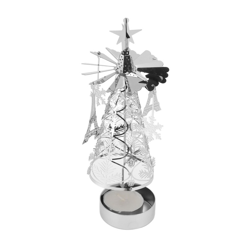 Christmas Tree Carousel Spinning Candle Holder Stainless Steel Rotary Tree