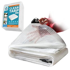 STARPYNG 10 mil clear waterproof cover for UV resistance,greenhouse tarp heavy duty waterproof, large tarp with grommet, for canopies, tent frames, yard and outdoor activities (15x15feet, clear/white)
