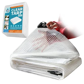 STARPYNG 10 mil clear waterproof cover for UV resistance,greenhouse tarp heavy duty waterproof, large tarp with grommet, for canopies, tent frames, yard and outdoor activities (15x15feet, clear/white)