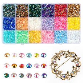 Rhinestones, 18 Colours, Flat Back Rhinestones, Resin Rhinestones, Round Glitter Stones for Crafts, Rhinestones for Textiles, DIY, Craft, Nails, Face (18000 Pieces, 3 mm)