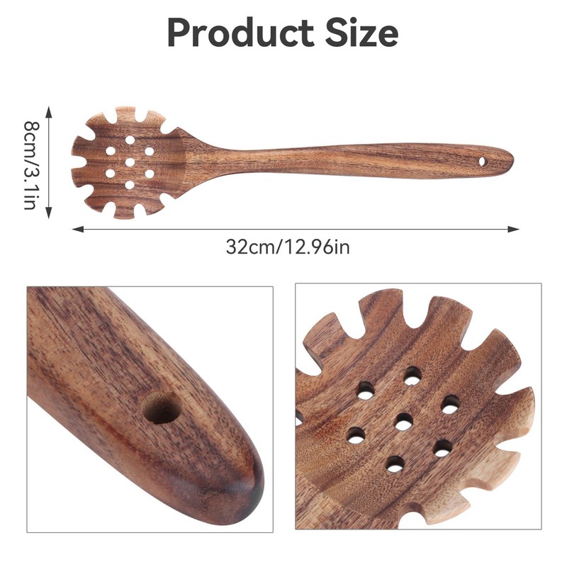 Wooden Pasta Fork and Spaghetti Spoon - 12.6-Inch Spaghetti Server