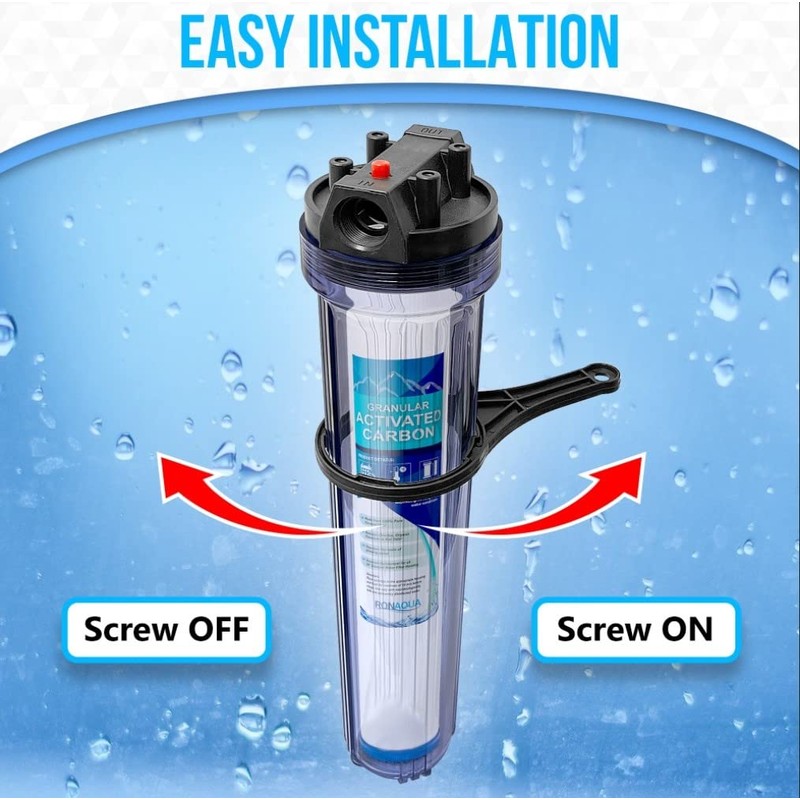 20 x 2.5-Inches Transparent Slim Whole House Water Filter Purifier