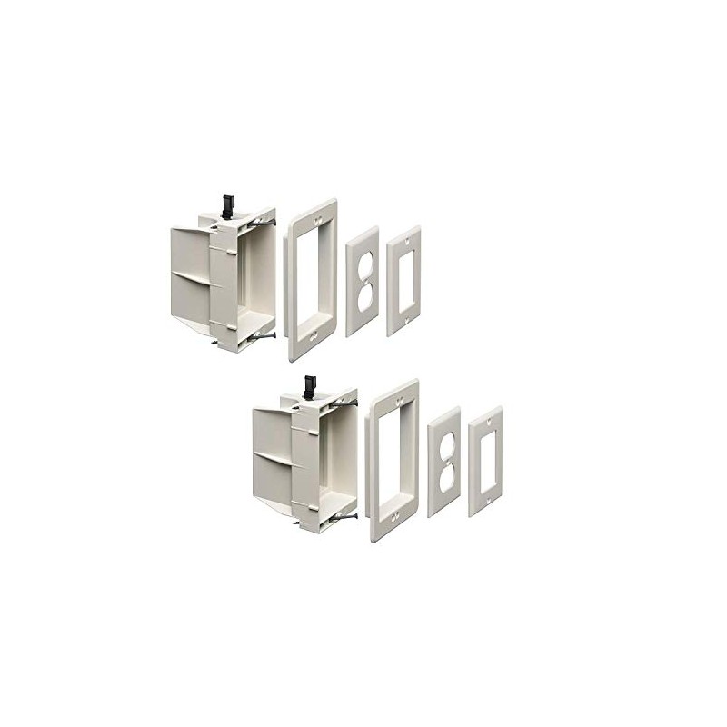 iMBAPrice IMBA-DVFR1W-2 Recessed Electrical Outlet Mounting Box with Paintable White